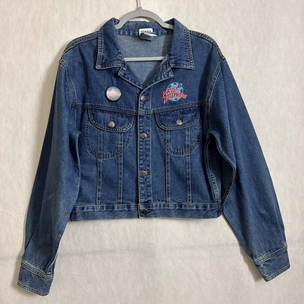 Planet Hollywood Women's Size Large Blue Embroidered Denim Jacket